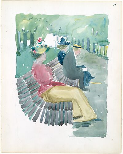 Large Boston Public Garden Sketchbook: A man and two women sitting in the park
