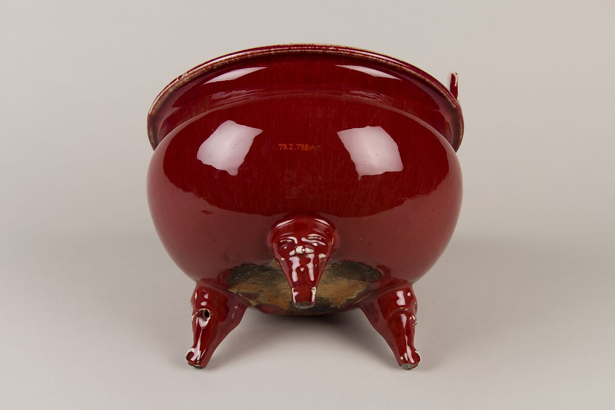 Incense burner, Porcelain with red flambé glaze, China