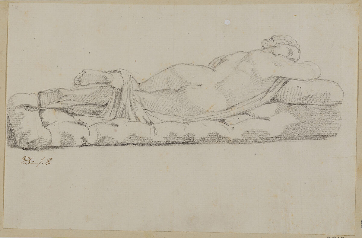 Hermaphrodite, Jacques Louis David (French, Paris 1748–1825 Brussels), Black chalk on paper 