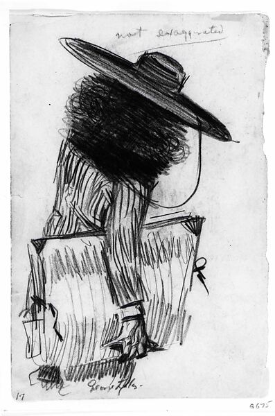 Artist with Portfolio, George Luks (American, Williamsport, Pennsylvania 1866–1933 New York), Black chalk