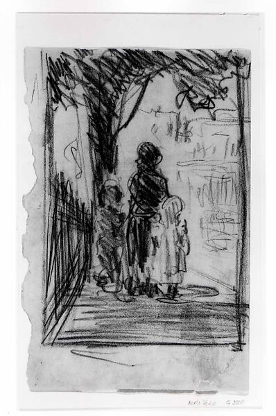 Three Figures Walking, George Luks (American, Williamsport, Pennsylvania 1866–1933 New York), Black chalk