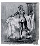 Nude, Stuart Martin Kaufman (American, Brooklyn, New York 1926–2008), Pencil; yellow, red, pink, blue, and brown pastel; and white gouache on brown paper