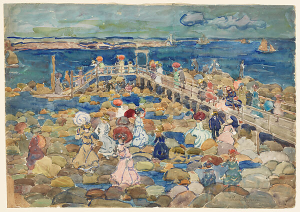 Low Tide, Beachmont, Maurice Brazil Prendergast  (American, St. John’s, Newfoundland 1858–1924 New York), Watercolor over pencil 