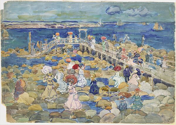 Low Tide, Beachmont, Maurice Brazil Prendergast  (American, St. John’s, Newfoundland 1858–1924 New York), Watercolor over pencil