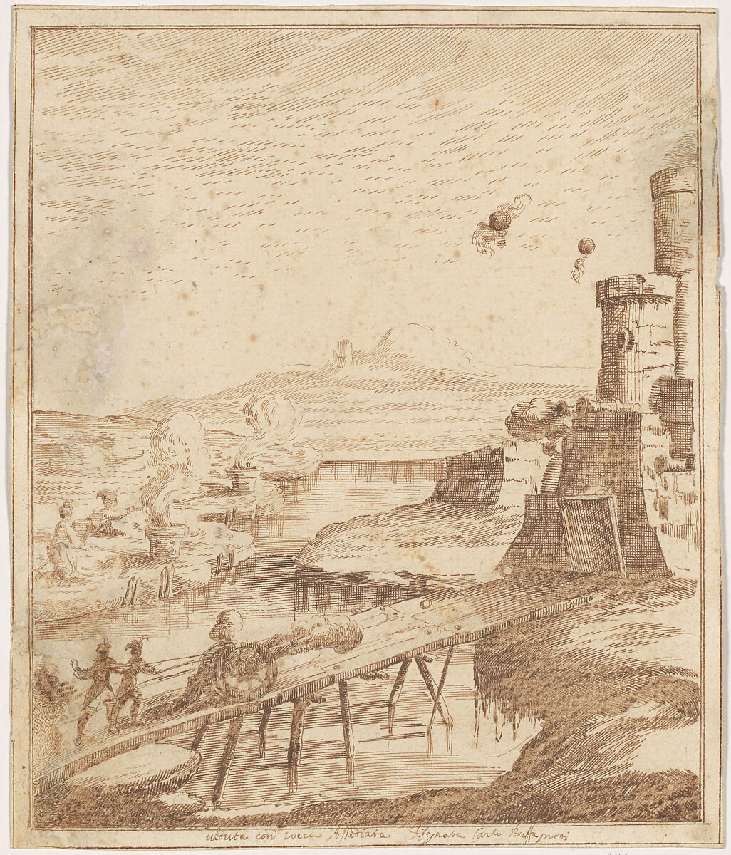 The Siege of a Fortress, Carlo Antonio Buffagnotti  Italian, Pen and brown ink