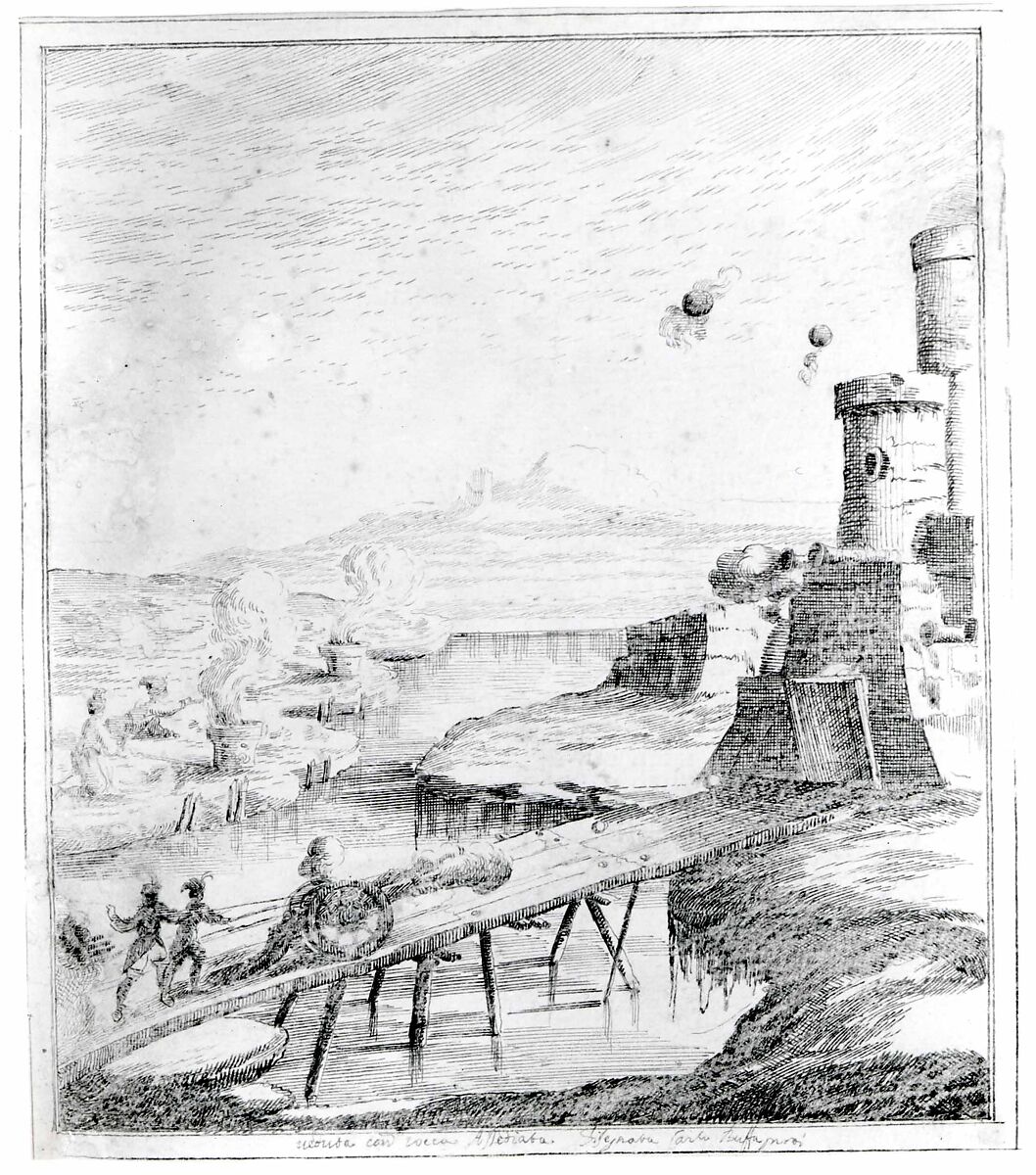 The Siege of a Fortress, Carlo Antonio Buffagnotti (Italian, Bologna 1660–after 1710 Ferrara), Pen and brown ink