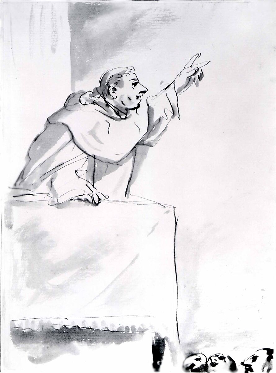 A Monk Preaching, Giuseppe Maria Crespi (Italian, Bologna 1665–1747 Bologna), Pen and brown ink, wash