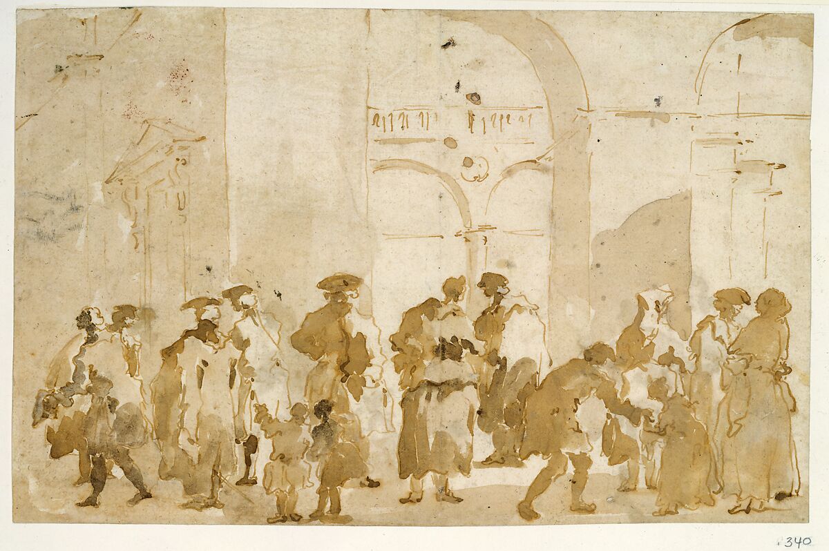 Figure Studies, Francesco Guardi (Italian, Venice 1712–1793 Venice), Pen and brown ink, light and dark brown and grayish brown wash 