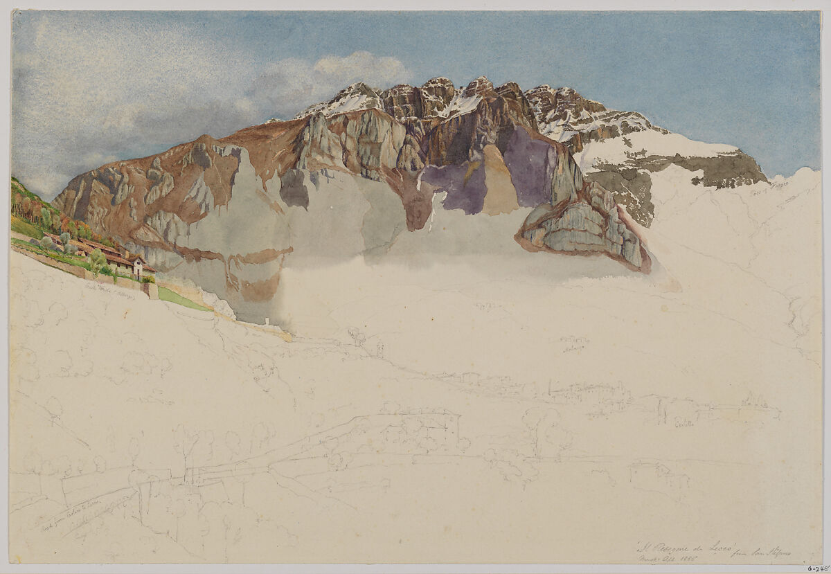 Mountainous Landscape in Italy : "Il Resegone", Frank Randal (active 1881–1894), Watercolor over pencil, British 