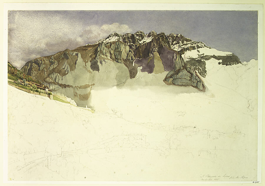 Mountainous Landscape in Italy : "Il Resegone", Frank Randal (active 1881–1894), Watercolor over pencil, British