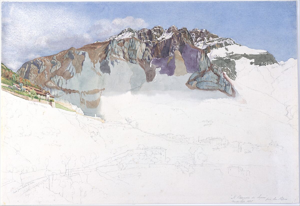 Mountainous Landscape in Italy : "Il Resegone", Frank Randal (active 1881–1894), Watercolor over pencil, British