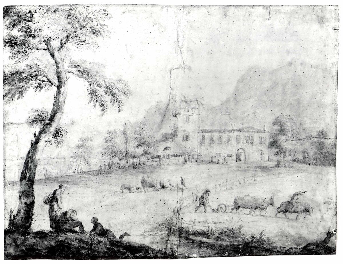 The House of Marco Ricci in the Bellunese, Marco Ricci (Italian, Belluno 1676–1730 Venice (?)), Pen and brown ink, brown wash