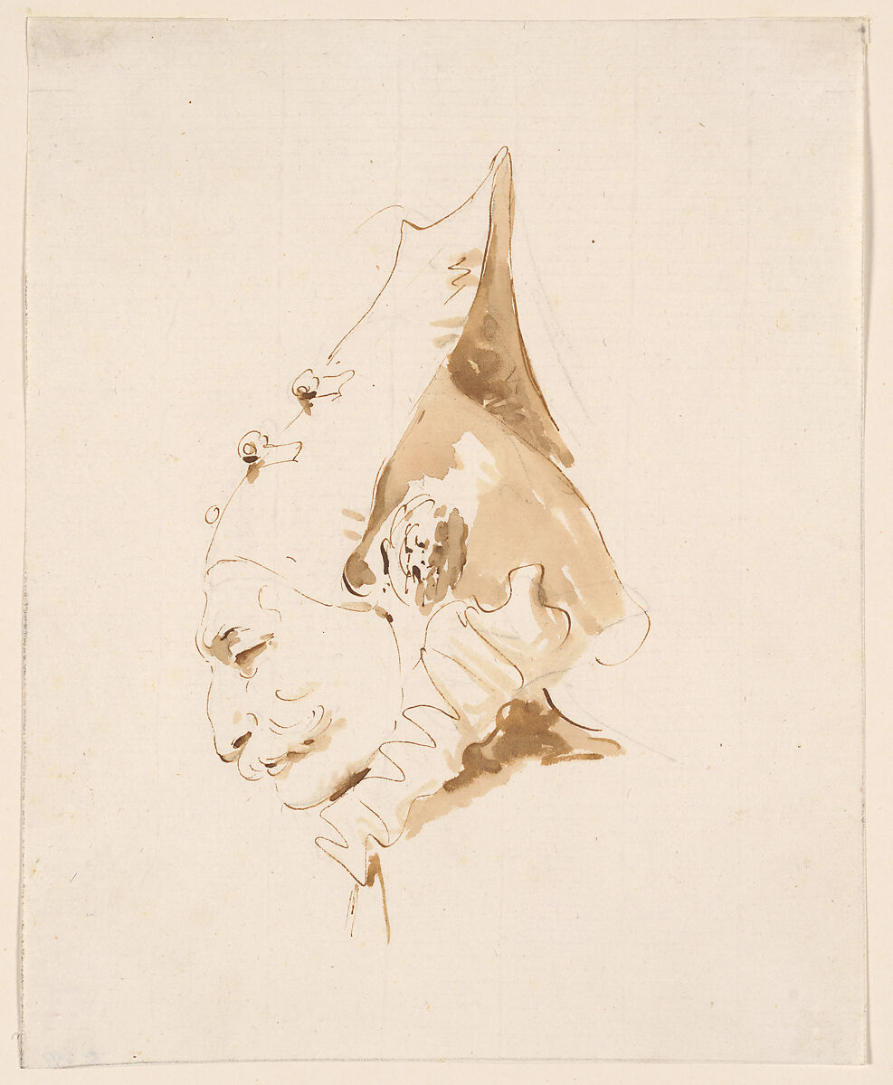 Head of a Man in Profile to the Left, Giovanni Battista Tiepolo (Italian, Venice 1696–1770 Madrid), Pen and brown ink, brown wash, over graphite 