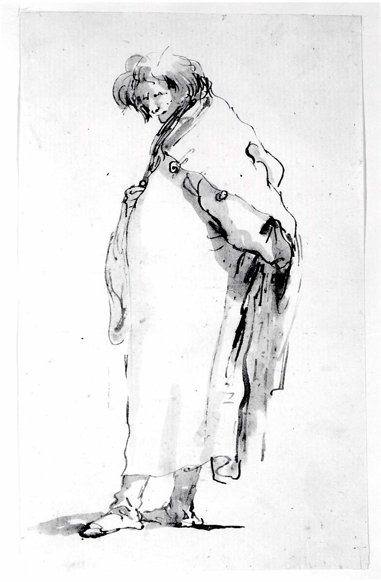 Standing Man, Turned to the Left, Giovanni Battista Tiepolo (Italian, Venice 1696–1770 Madrid), Pen and brown ink, brown wash