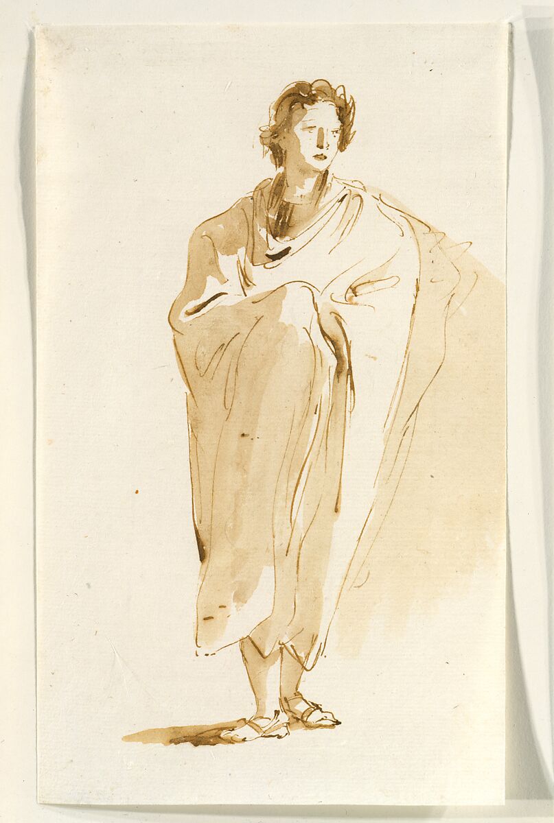 Standing Figure of a Youth, Giovanni Battista Tiepolo (Italian, Venice 1696–1770 Madrid), Pen and brown ink, brown wash