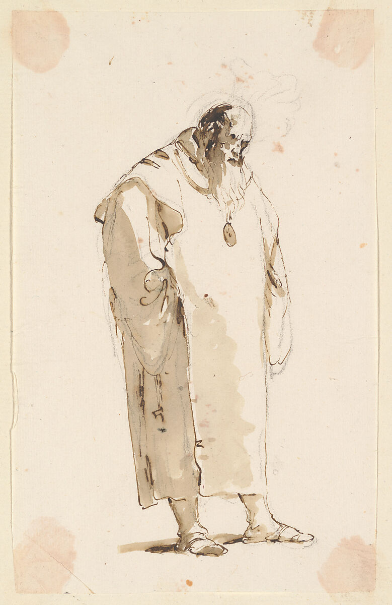 Standing Man, Facing Half Right, Giovanni Battista Tiepolo (Italian, Venice 1696–1770 Madrid), Pen and brown ink, brown wash 