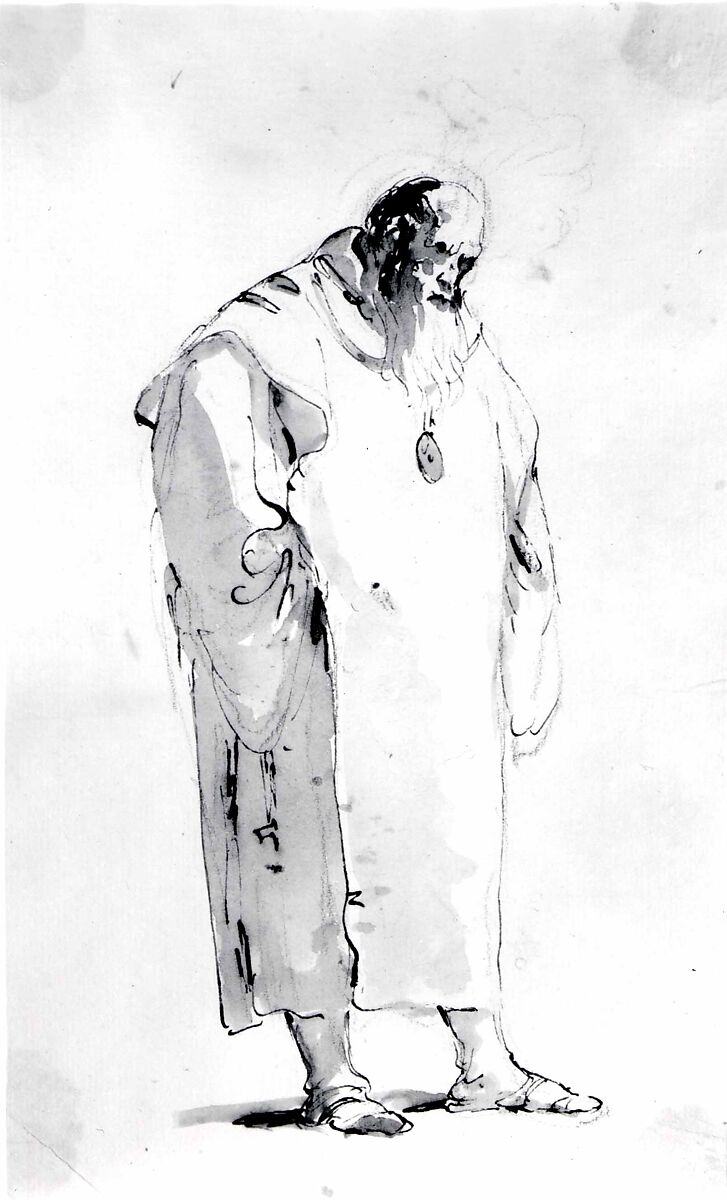 Standing Man, Facing Half Right, Giovanni Battista Tiepolo (Italian, Venice 1696–1770 Madrid), Pen and brown ink, brown wash
