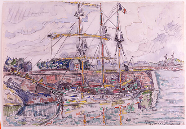 Docks at Saint Malo, Paul Signac (French, Paris 1863–1935 Paris), Watercolor over graphite