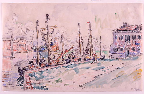 Venice, Paul Signac (French, Paris 1863–1935 Paris), Black crayon and watercolor