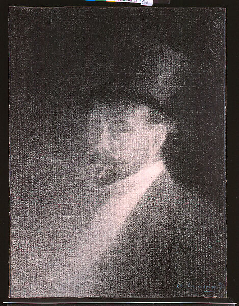 Self-Portrait, Charles Angrand (French, Criquetot-sur-Ouville 1854–1926 Rouen), Conté crayon (graphite border on all edges) on white laid paper mounted on board