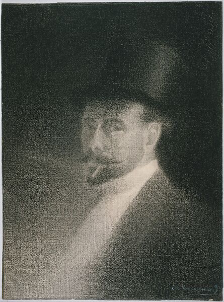 Self-Portrait, Charles Angrand (French, Criquetot-sur-Ouville 1854–1926 Rouen), Conté crayon (graphite border on all edges) on white laid paper mounted on board