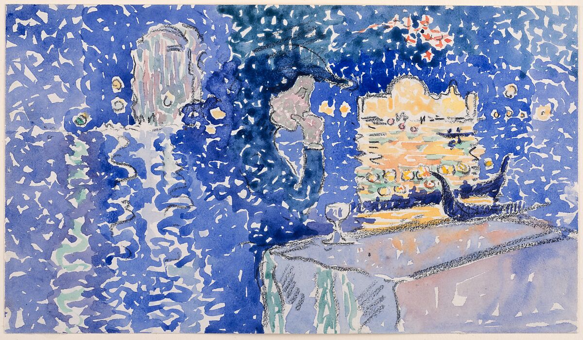 Venice: Night of the Festival of the Redeemer, Henri-Edmond Cross (Henri-Edmond Delacroix) (French, Douai 1856–1910 Saint-Clair), Watercolor over pencil on white wove paper