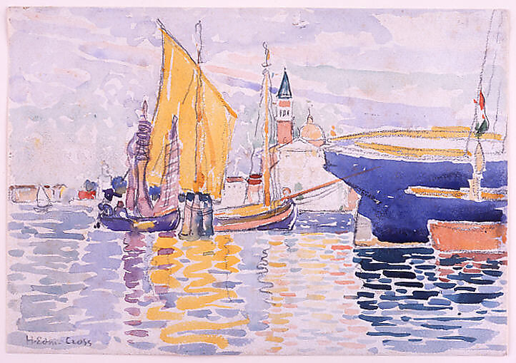Venice-The Giudecca, Henri-Edmond Cross (Henri-Edmond Delacroix) (French, Douai 1856–1910 Saint-Clair), Watercolor, graphite, and charcoal on heavy, white wove paper