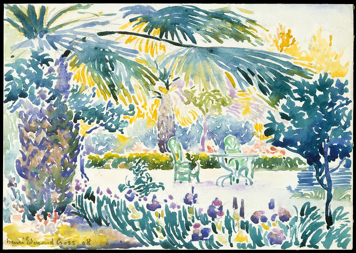 Garden of the Painter at Saint Clair, Henri-Edmond Cross (Henri-Edmond Delacroix) (French, Douai 1856–1910 Saint-Clair), Watercolor over graphite