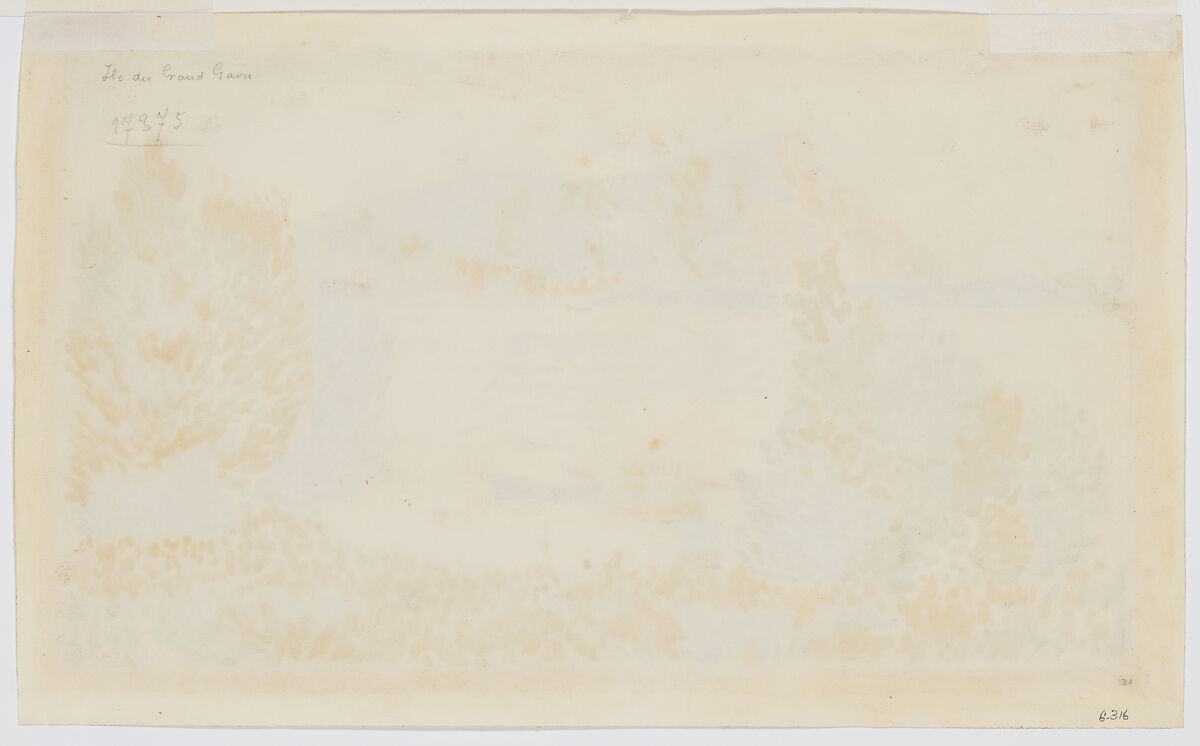 Cap Nègre, Henri-Edmond Cross (Henri-Edmond Delacroix) (French, Douai 1856–1910 Saint-Clair), Charcoal and watercolor with charcoal border on cream laid paper