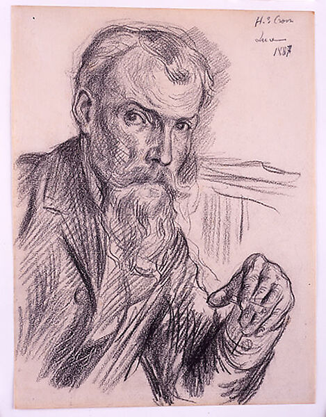 Portrait of Henri-Edmond Cross, Maximilien Luce (French, Paris 1858–1941 Paris), Charcoal and gray crayon on cream laid paper mounted on board 