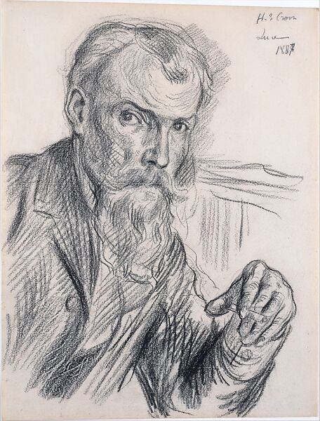 Portrait of Henri-Edmond Cross, Maximilien Luce (French, Paris 1858–1941 Paris), Charcoal and gray crayon on cream laid paper mounted on board