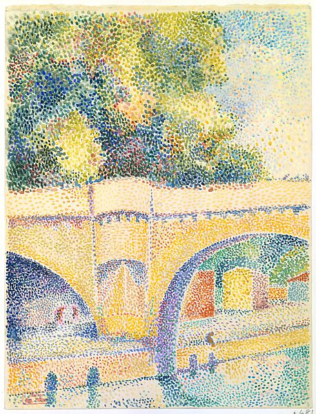 Le Pont Neuf, Hippolyte Petitjean (French, Mâcon 1854–1929 Paris), Watercolor and gouache on cream wove paper, upper edge torn from notebook 