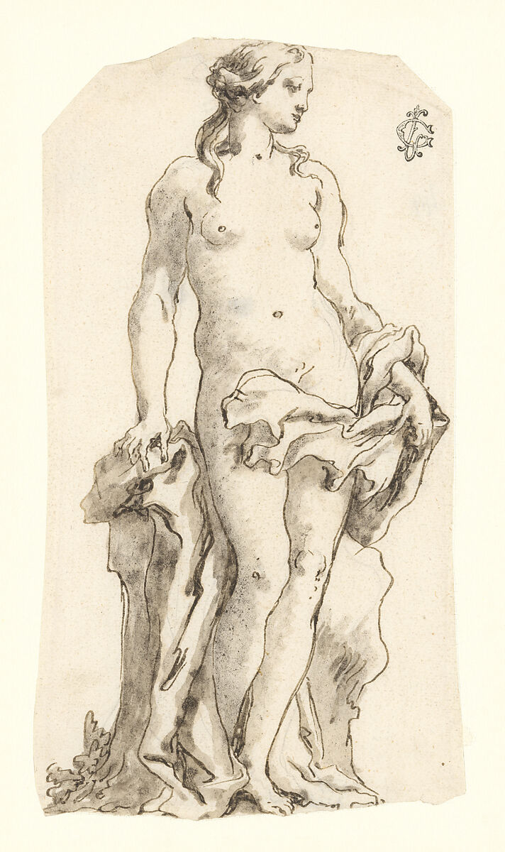 Venus (?), Giovanni Domenico Tiepolo (Italian, Venice 1727–1804 Venice), Pen and brown ink, gray wash, over black chalk 