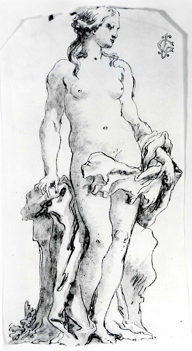 Venus (?), Giovanni Domenico Tiepolo (Italian, Venice 1727–1804 Venice), Pen and brown ink, gray wash, over black chalk