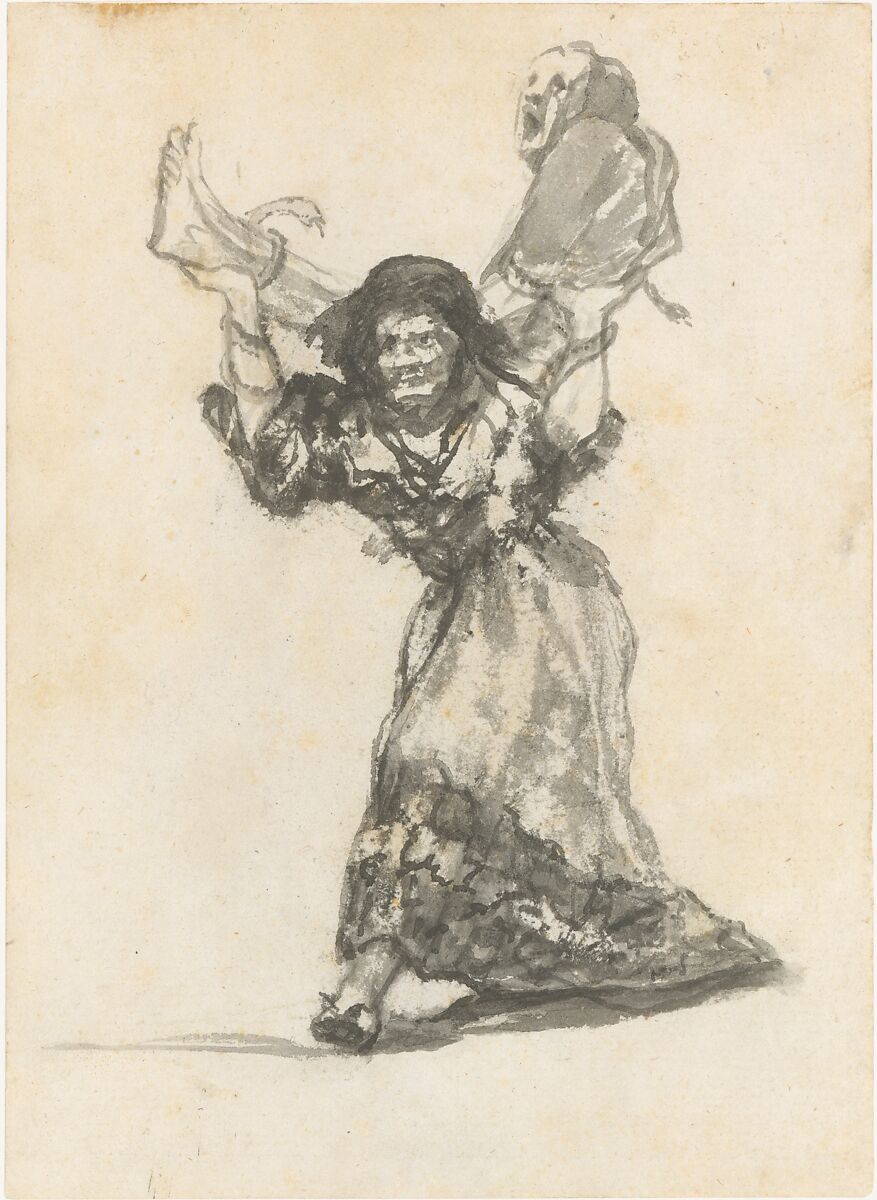 Unholy Union, Goya (Francisco de Goya y Lucientes) (Spanish, Fuendetodos 1746–1828 Bordeaux), Brush with Indian ink and wash and traces of pen and ink on laid paper 