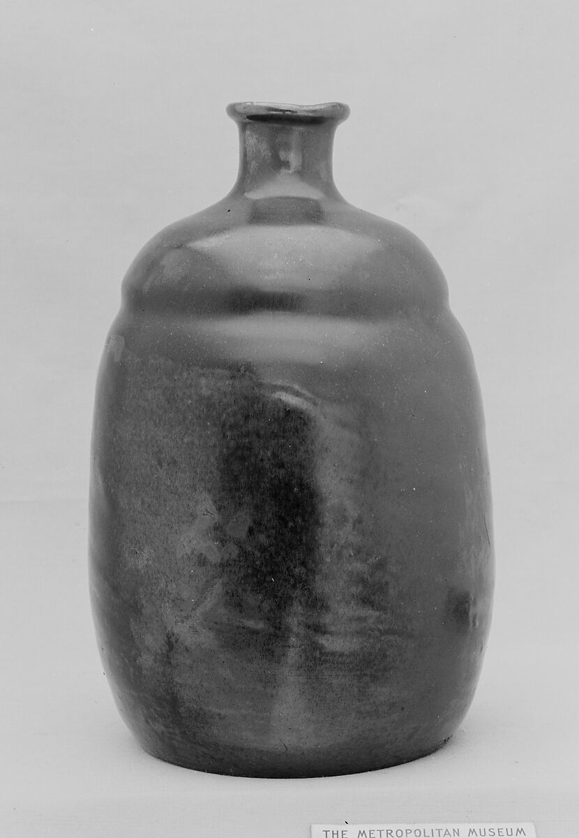 Bottle, Clay covered with a mottled glaze and an overglaze (Takatori ware, Satsuma type), Japan 