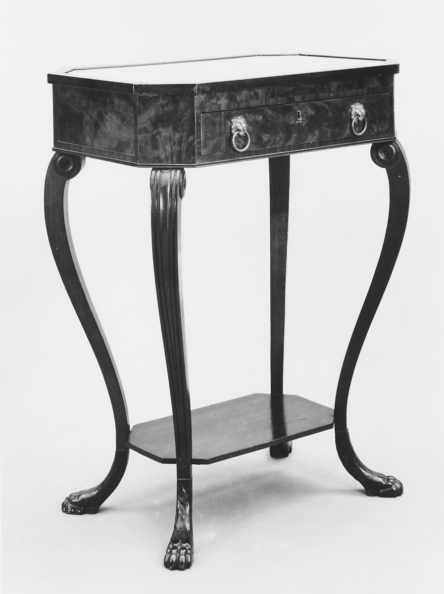 Kettle Stand, Attributed to the Workshop of Duncan Phyfe (American (born Scotland), near Lock Fannich, Ross-Shire, Scotland 1768/1770–1854 New York), Mahogany, marble, tulip poplar, white pine, American