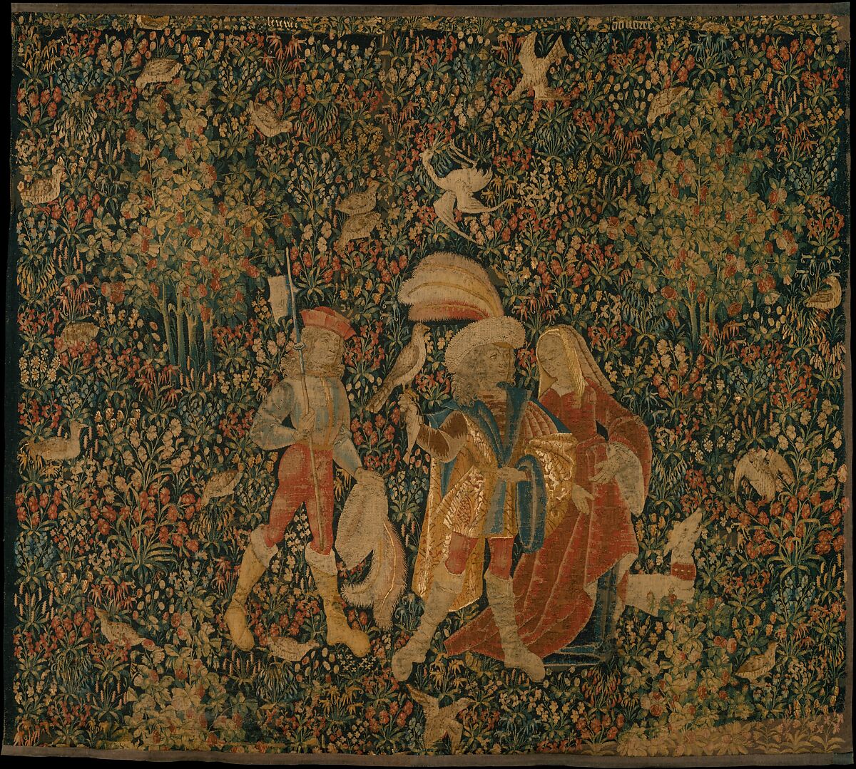 The Falcon Hunt, Wool, and silk in slit tapestry weave with some non-horizontal or eccentric wefts., Southern Netherlands