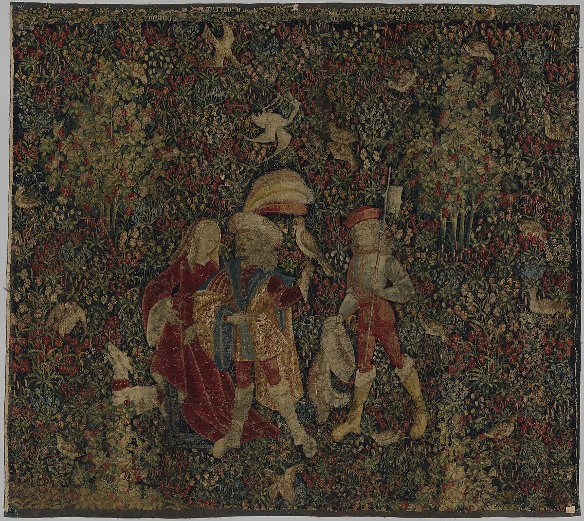 The Falcon Hunt, Wool, and silk in slit tapestry weave with some non-horizontal or eccentric wefts., Southern Netherlands