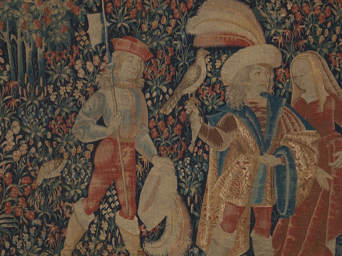 The Falcon Hunt, Wool, and silk in slit tapestry weave with some non-horizontal or eccentric wefts., Southern Netherlands