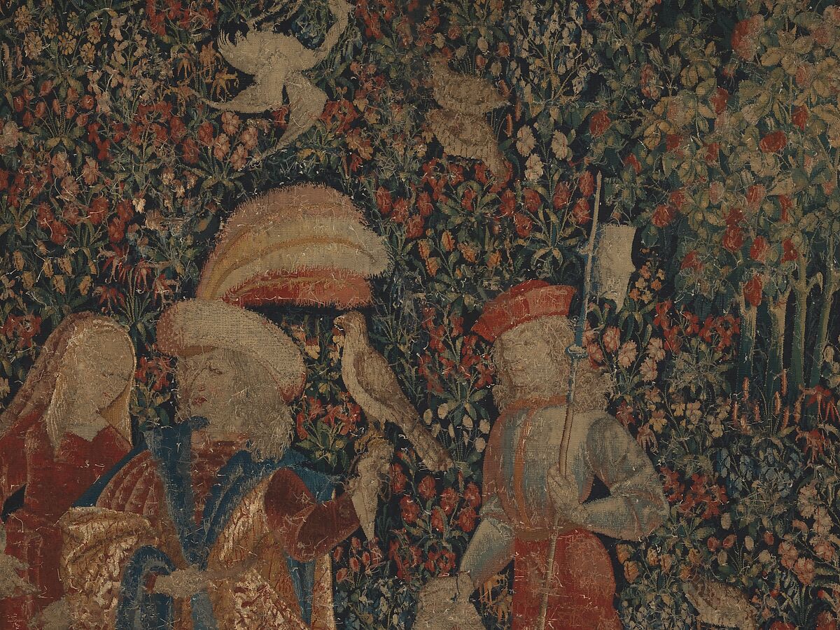 The Falcon Hunt, Wool, and silk in slit tapestry weave with some non-horizontal or eccentric wefts., Southern Netherlands