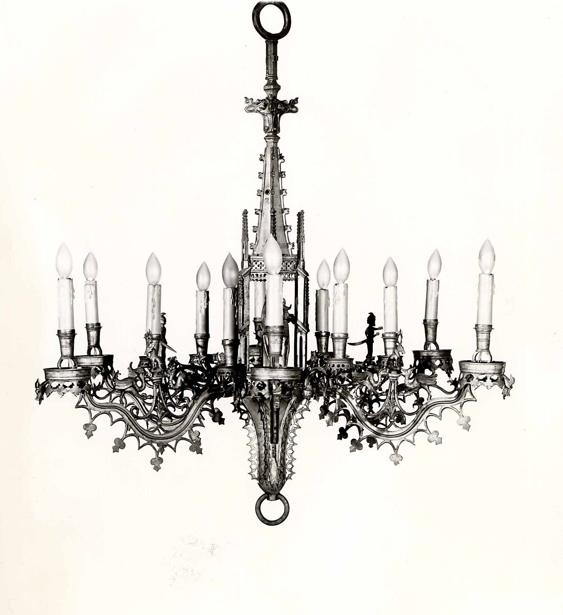 Chandelier with tabernacle (Kapellenkrone), German, cast in F. Ring Foundry  , Munich, Brass, German, Munich