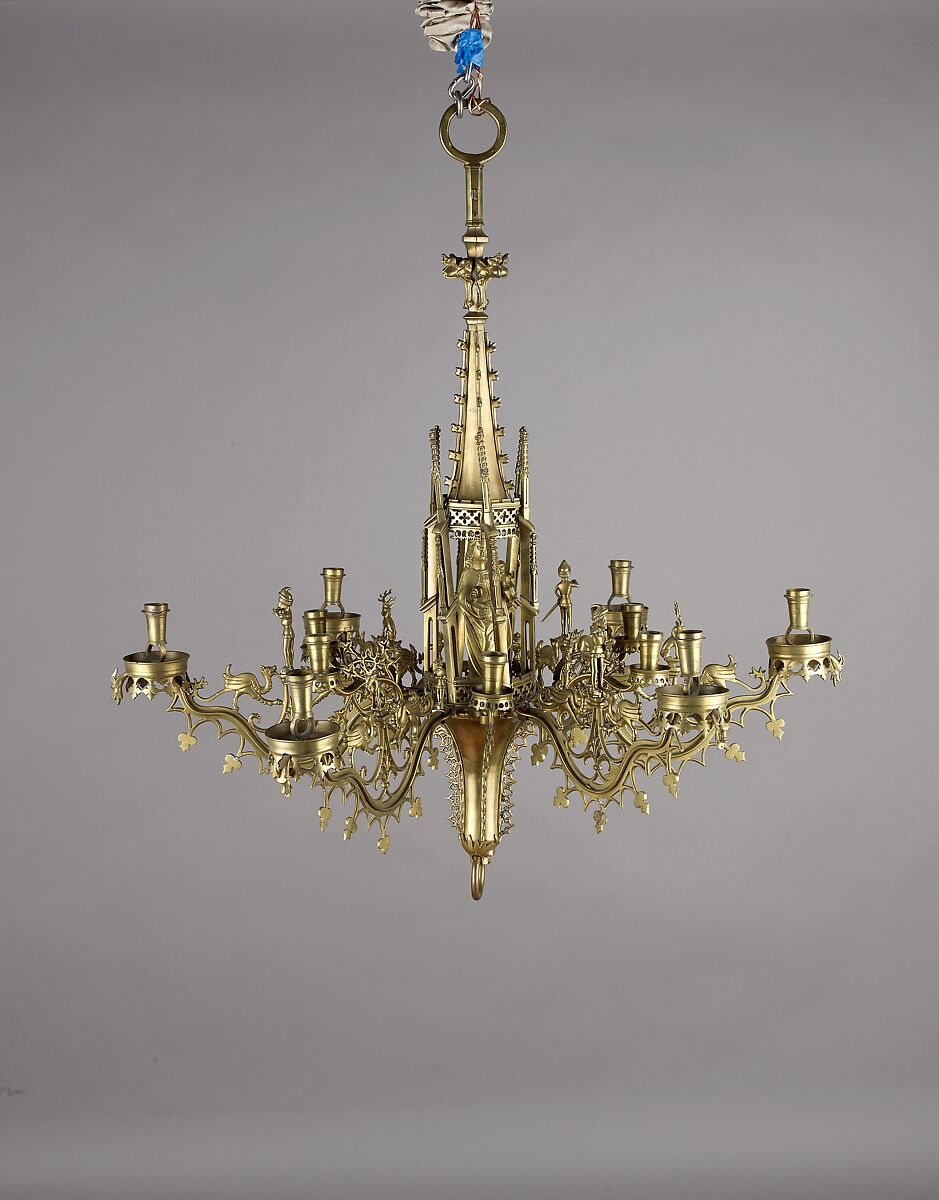 Chandelier with tabernacle (Kapellenkrone), German, cast in F. Ring Foundry  , Munich, Brass, German, Munich