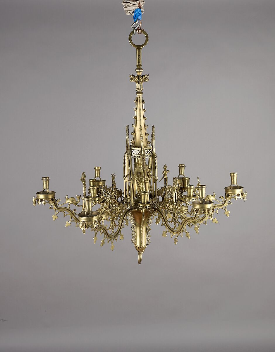 Chandelier with tabernacle (Kapellenkrone), German, cast in F. Ring Foundry  , Munich, Brass, German, Munich