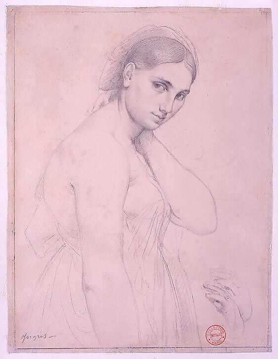 Study for "Raphael and the Fornarina"(?), Jean Auguste Dominique Ingres (French, Montauban 1780–1867 Paris), Graphite on white wove paper
