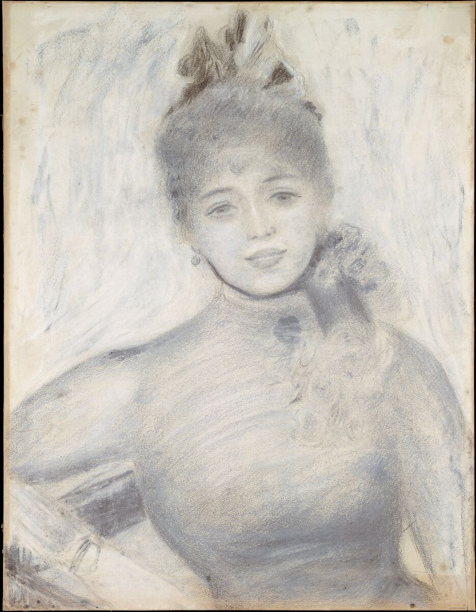 Portrait of Séverine, Auguste Renoir (French, Limoges 1841–1919 Cagnes-sur-Mer), Charcoal and unfixed pastel on paper 