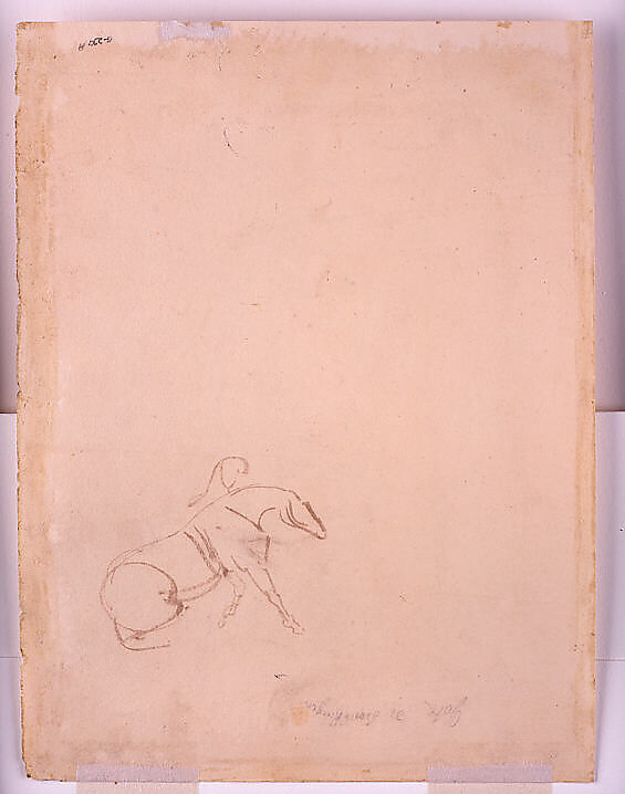 Götz von Berlichingen Writing His Memoirs, Eugène Delacroix (French, Charenton-Saint-Maurice 1798–1863 Paris), Graphite on beige wove paper