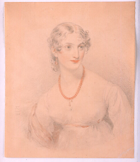 Portrait of a Young Lady with an Amber Necklace, Sir Thomas Lawrence (British, Bristol 1769–1830 London), Black chalk and red chalk, heightened with white on paper