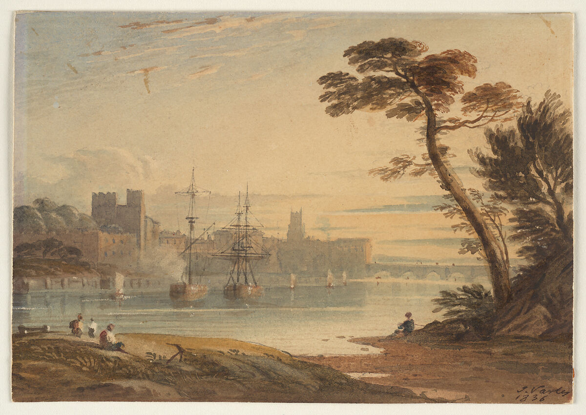 A View of Chester, John Varley (British, London 1778–1842 London), Watercolor, reinforced in places with gum, over graphite on card. 