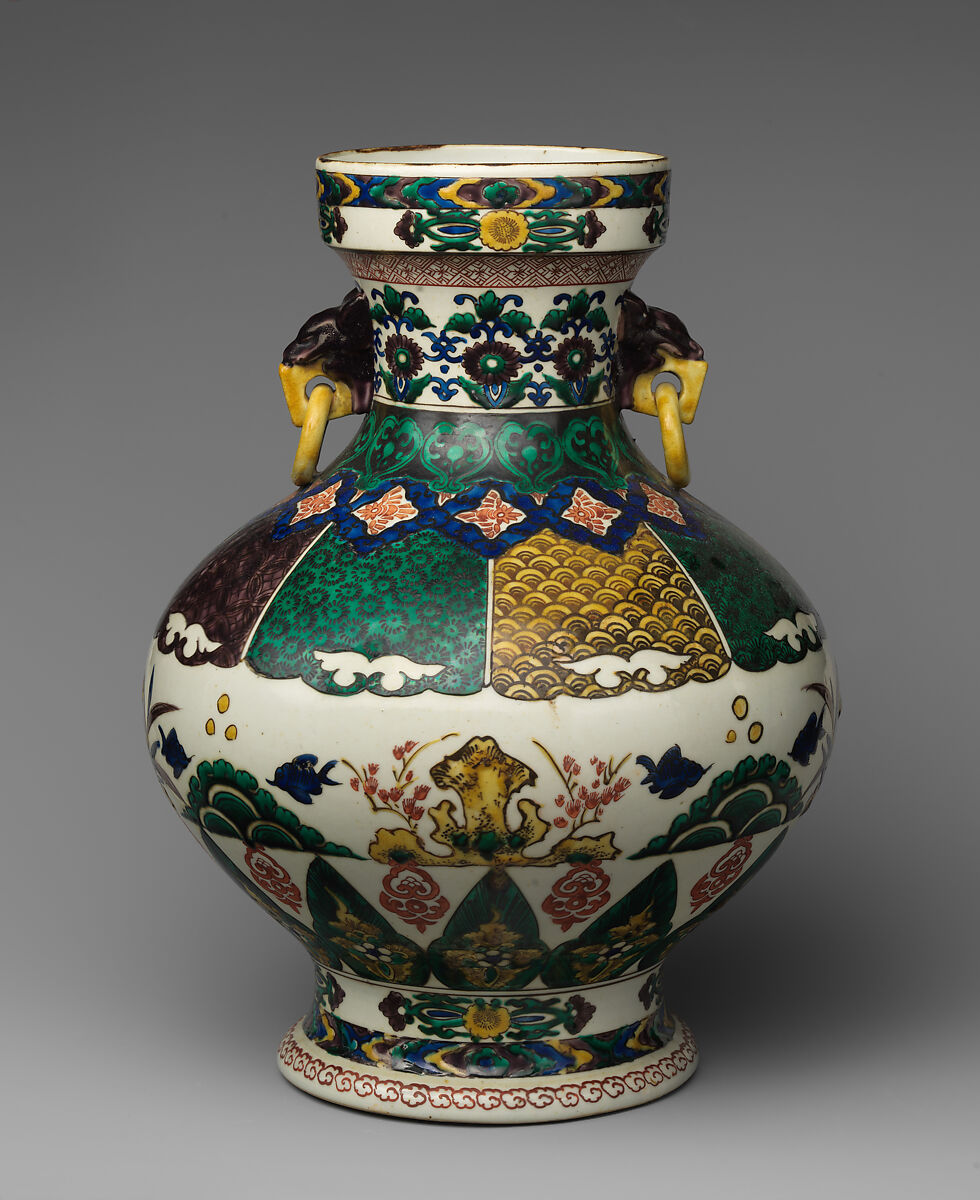 Large Vase, Porcelain decorated in polychrome enamels (Hizen ware, Kutani type), Japan